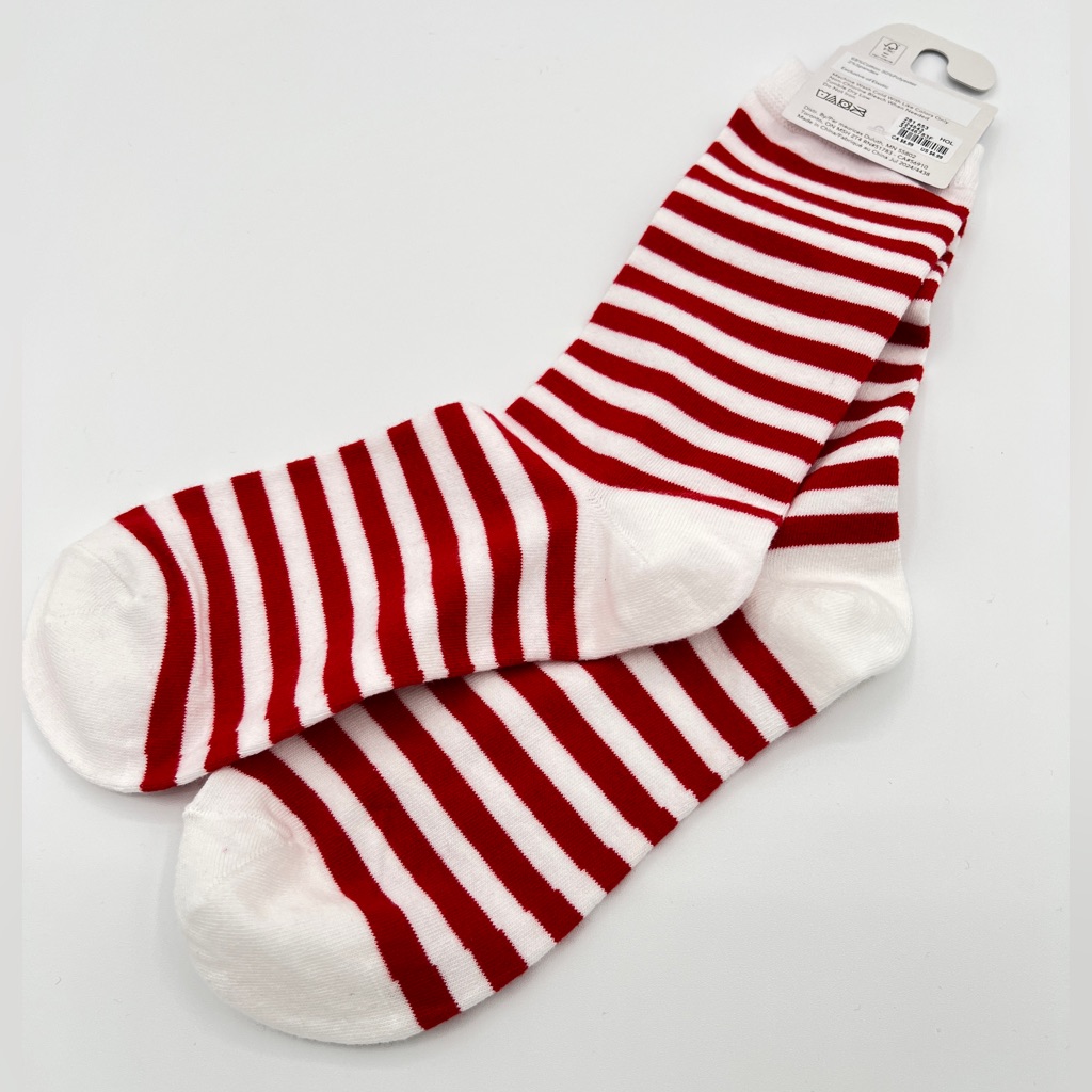 Red White Stripe Crew Socks Nwt